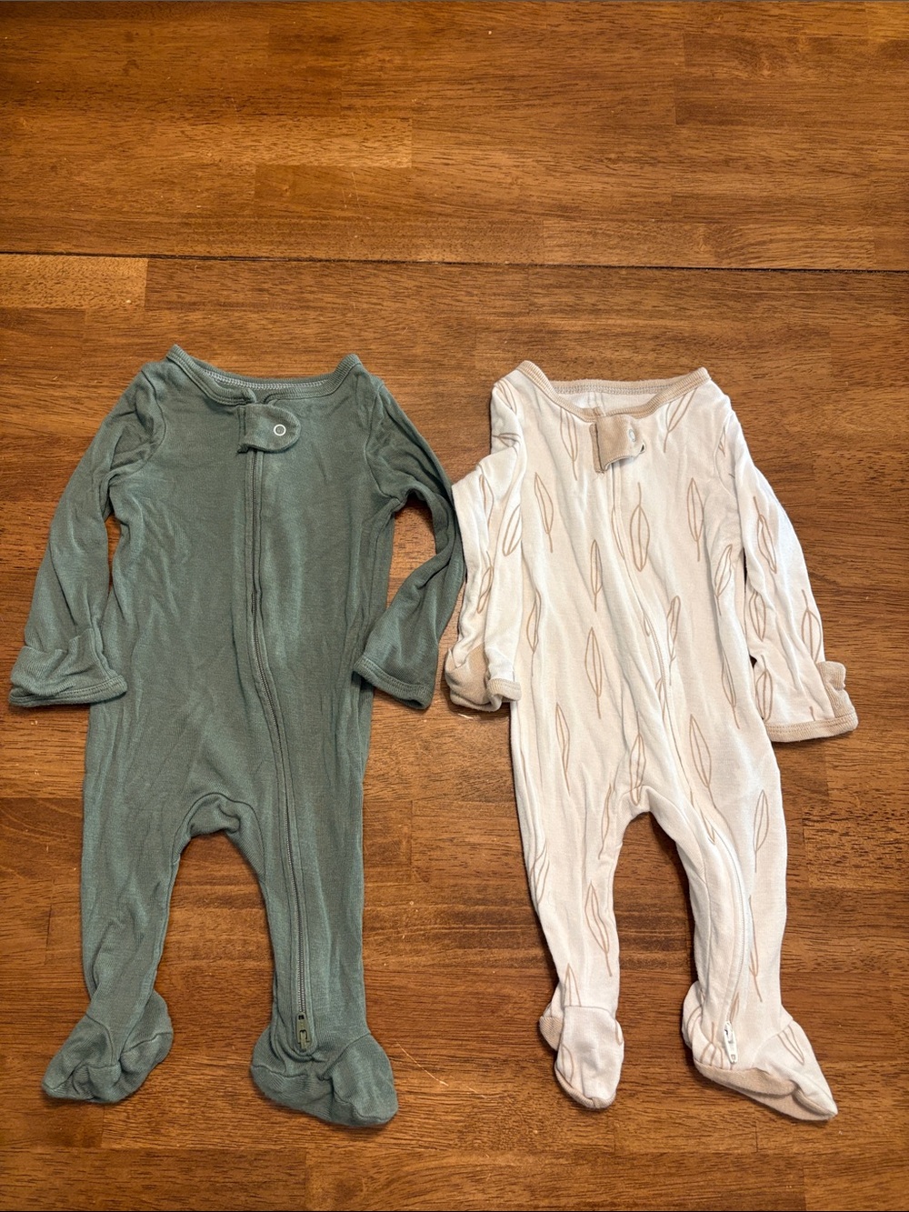 cloud island Sage Green and Cream Footed One-Piece Sleepers